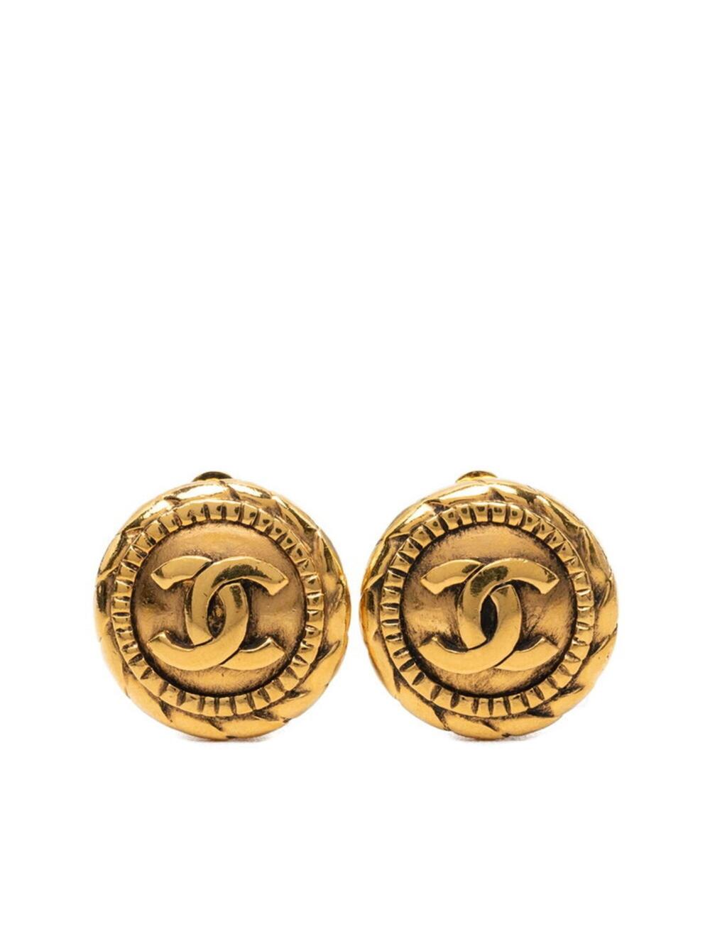 Chanel Cc Logo Round Clip-On Earrings #357621C57B